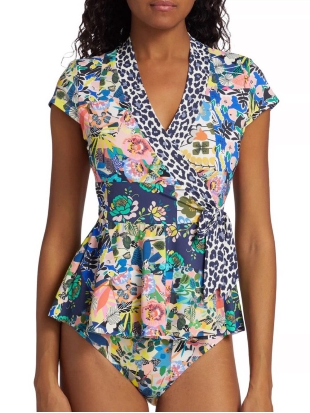 Johnny Was Layla Peplum Wrap Tankini Matching 2 Pc Swimsuit L